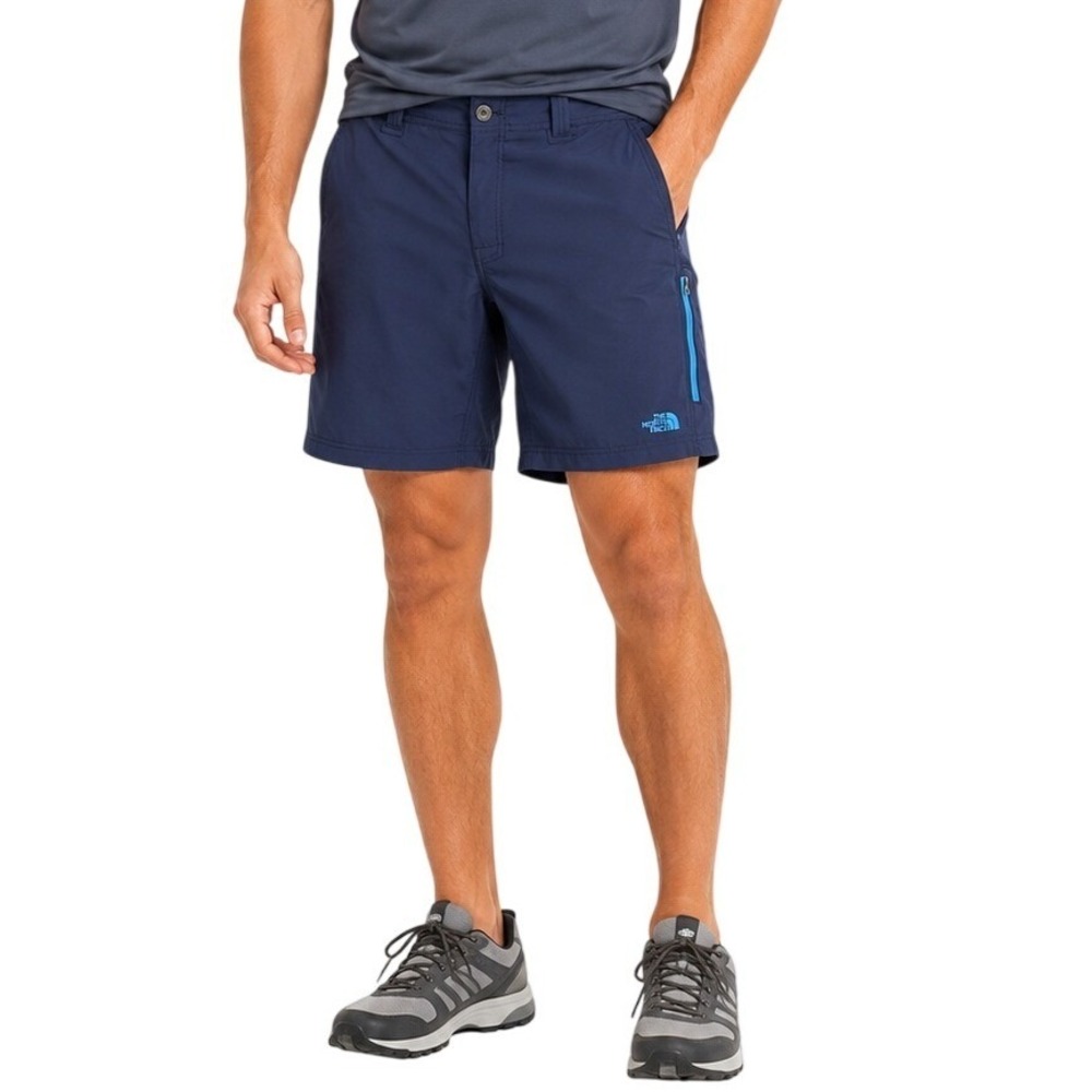 The North Face Hiking Shorts Mens 38 Blue Cargo Zip Pocket Tech Trail Outdoor